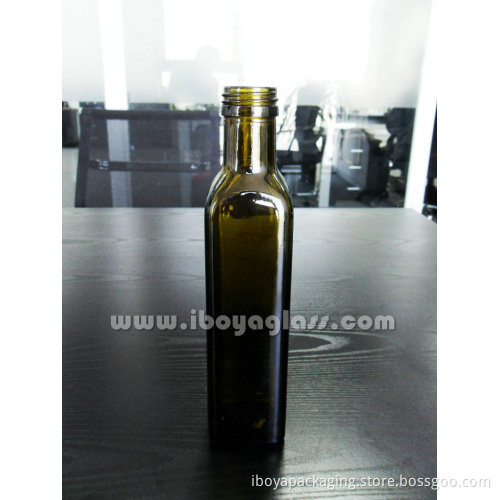 Dark Green Glass Square Olive Oil Bottle